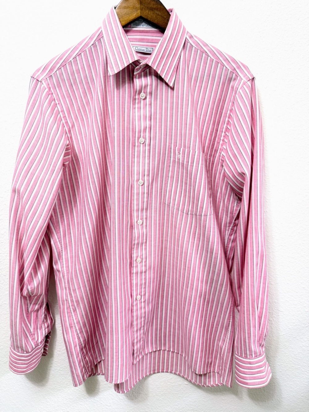 Authentic Vintage Christian Dior Paris Pink Stripe Button Down Shirt